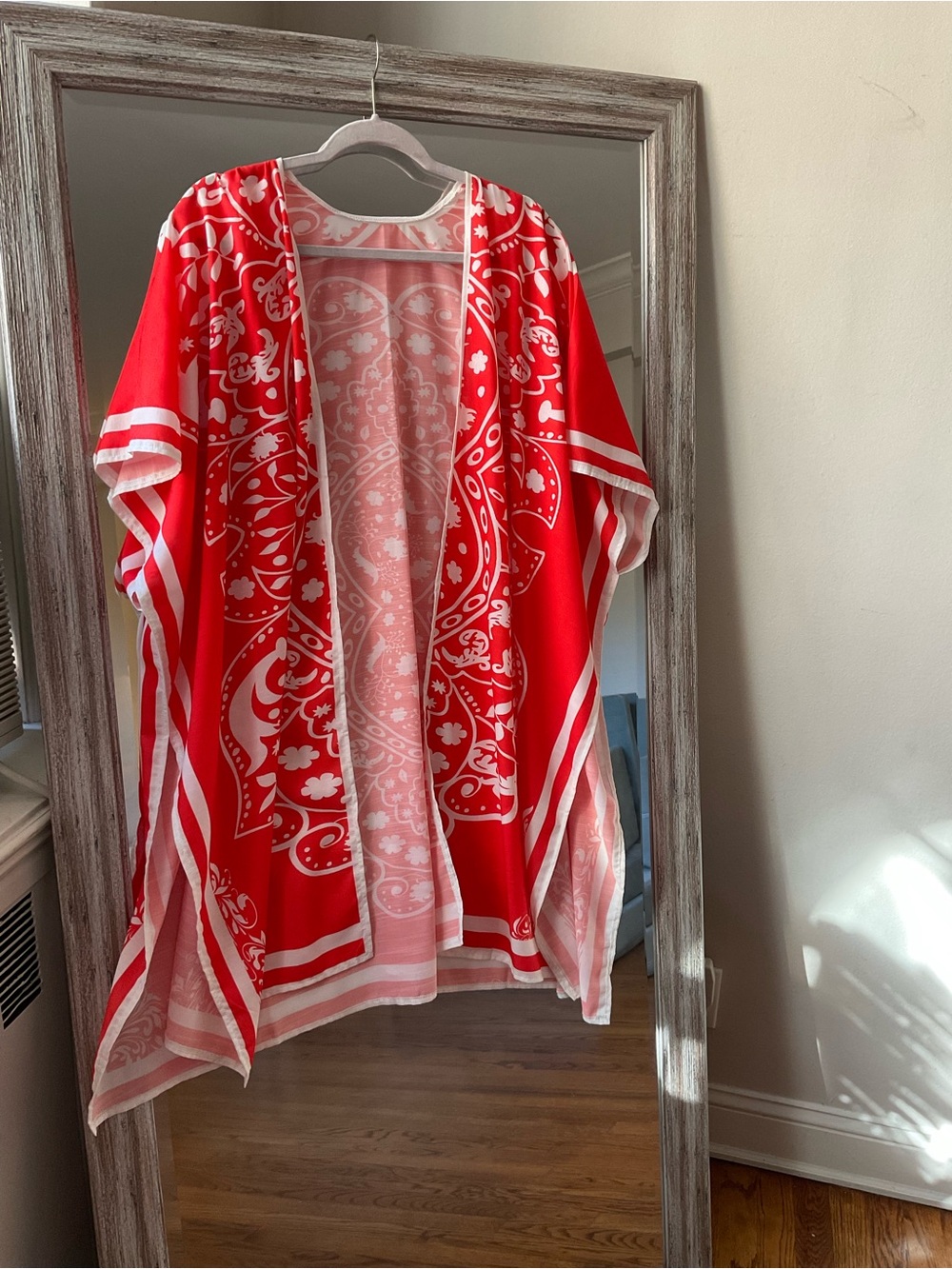Red & White Bandana Print Kimono